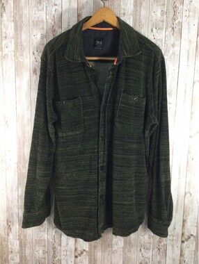 Men's True Measure of a Man Velvety Dark Green Button Down Size L  100% Cotton
